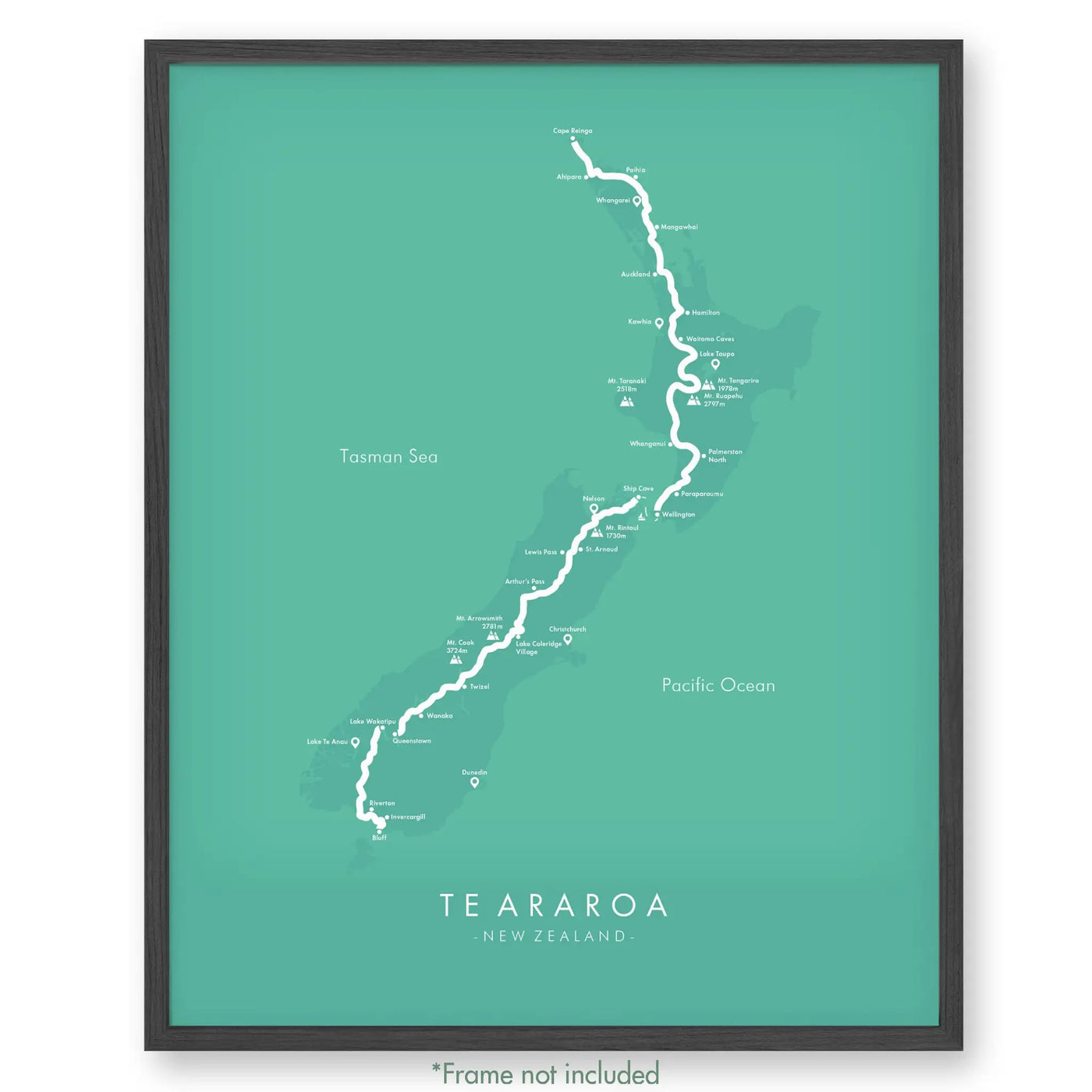 Trail Poster of Te Araroa - Teal