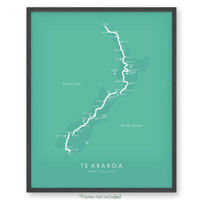 Trail Poster of Te Araroa - Teal