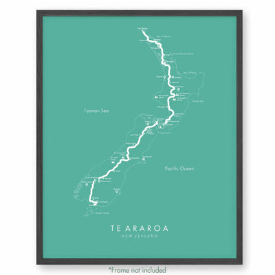 Trail Poster of Te Araroa - Teal