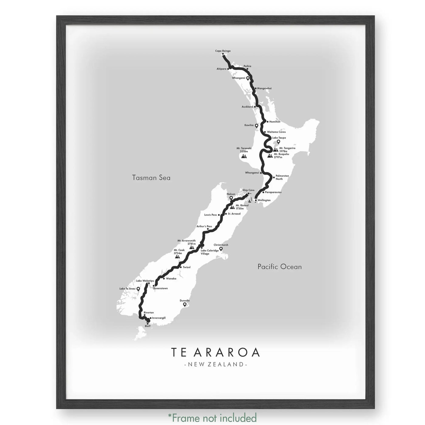 Trail Poster of Te Araroa - White