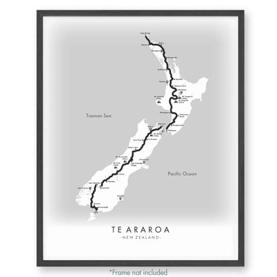 Trail Poster of Te Araroa - White