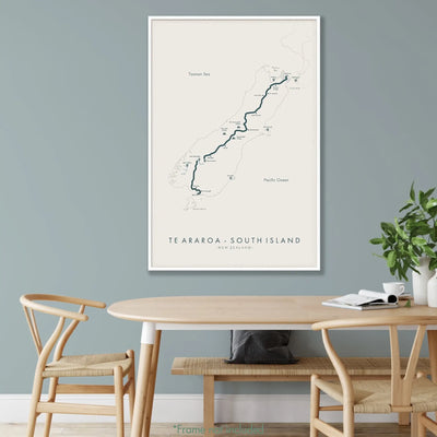 Trail Poster of Te Araroa - South Island - Beige Mockup