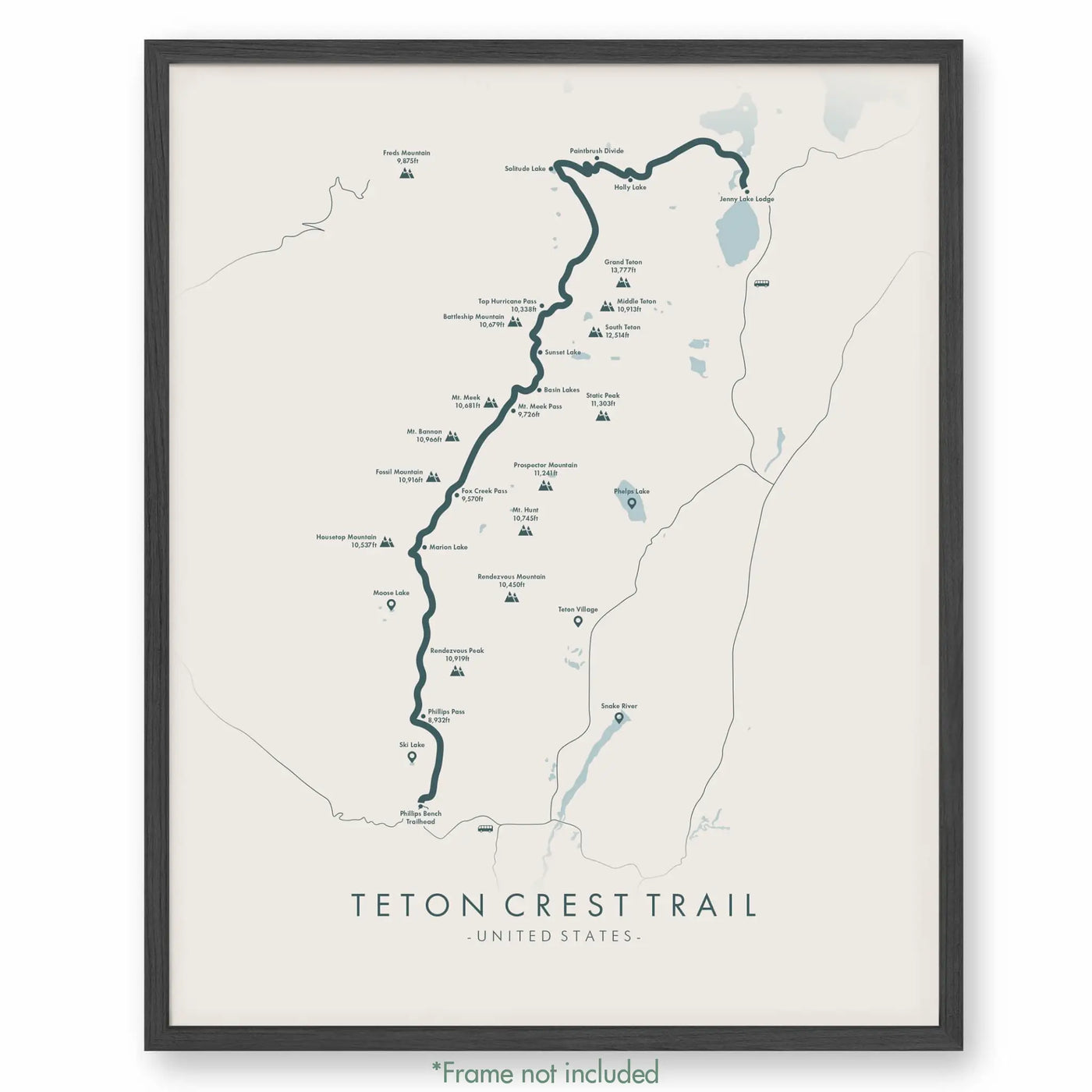 Trail Poster of Teton Crest Trail - Beige