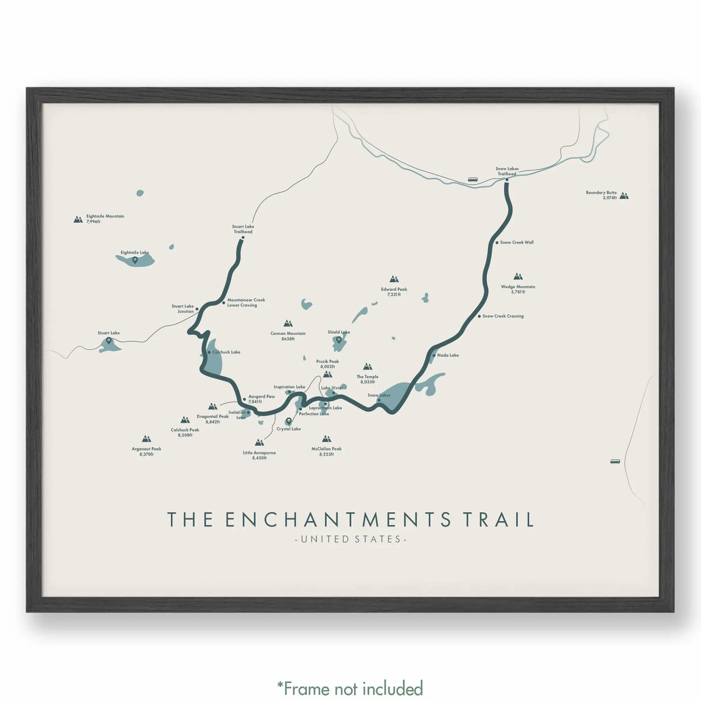 Trail Poster of The Enchantments Trail - Beige