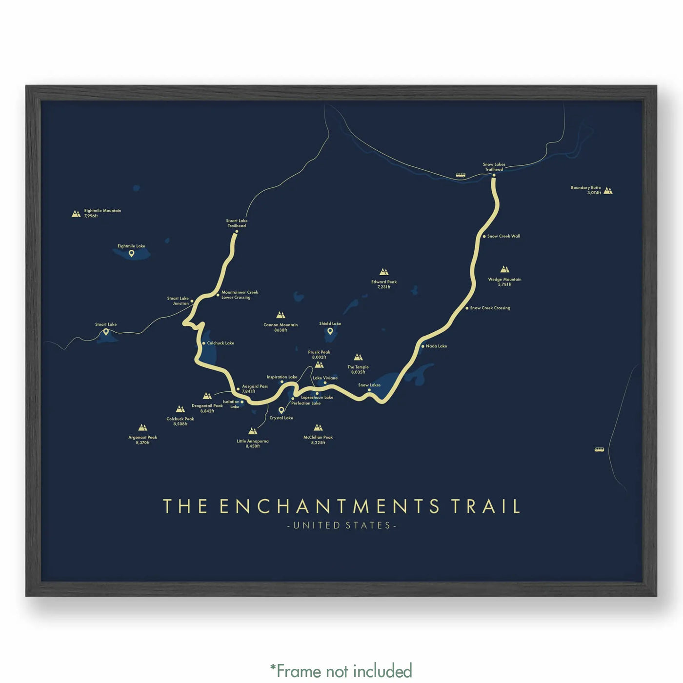 Trail Poster of The Enchantments Trail - Blue