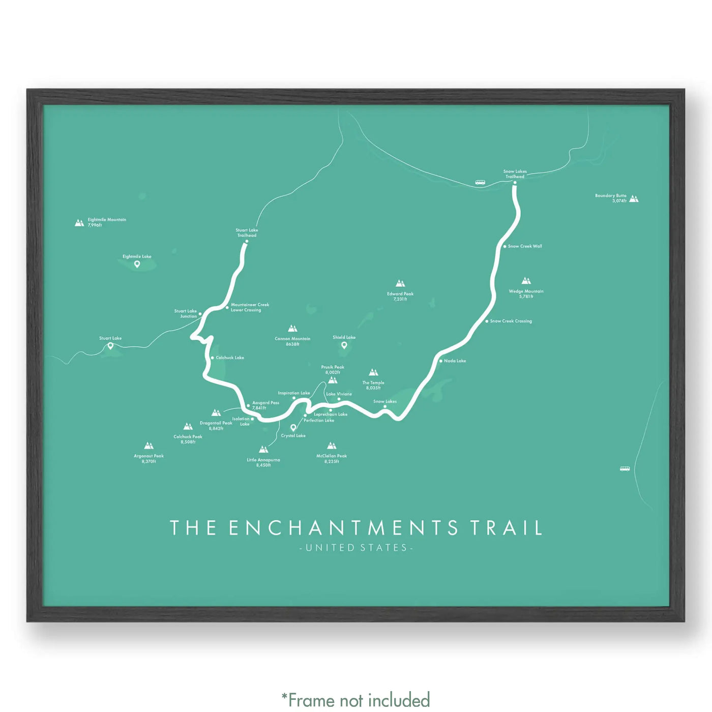 Trail Poster of The Enchantments Trail - Teal