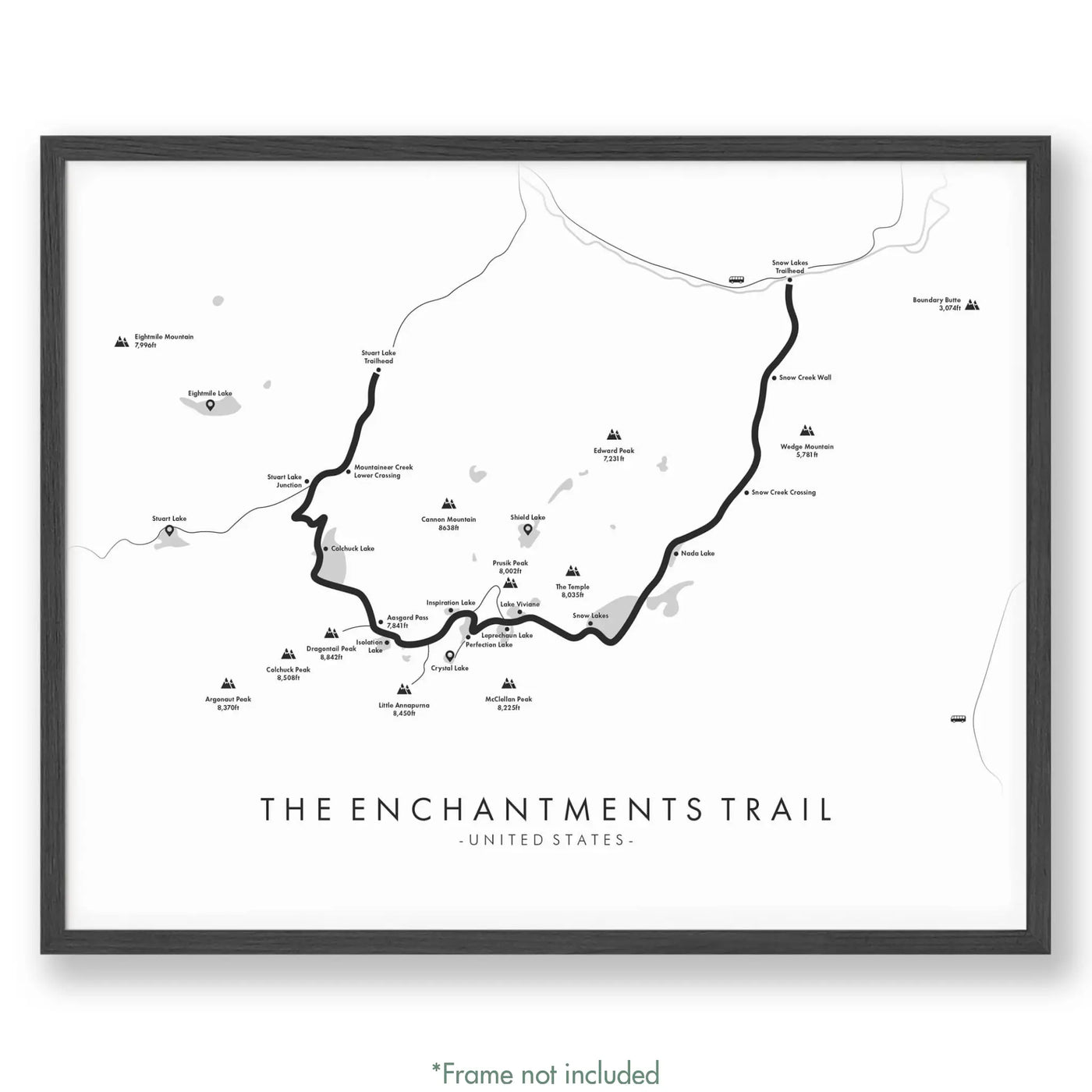 Trail Poster of The Enchantments Trail - White