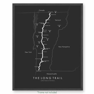 Trail Poster of The Long Trail - Vermont - Grey