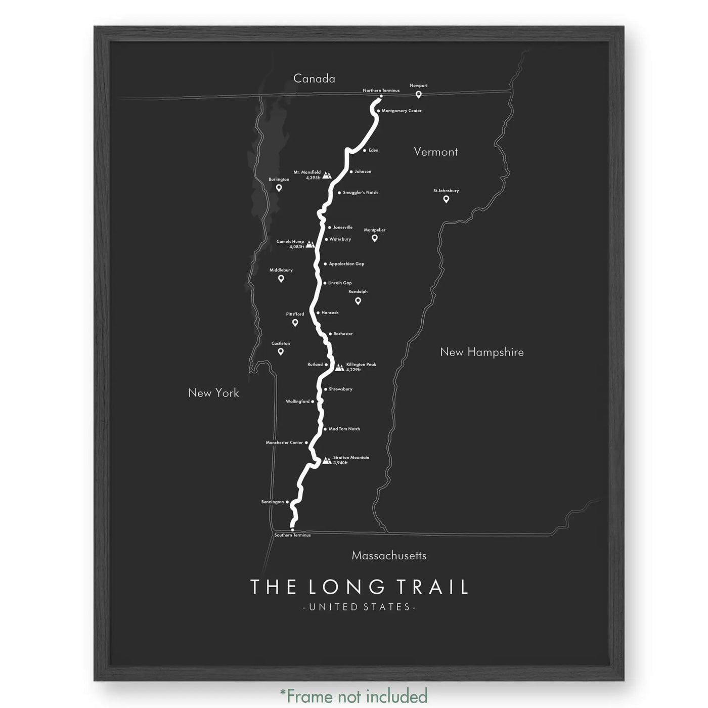 Trail Poster of The Long Trail - Vermont - Grey