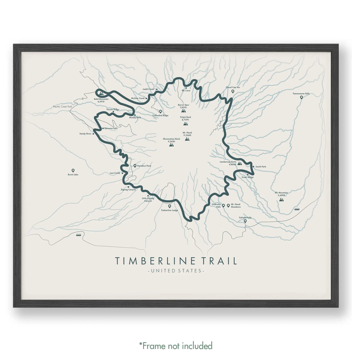 Trail Poster of Timberline Trail - Beige
