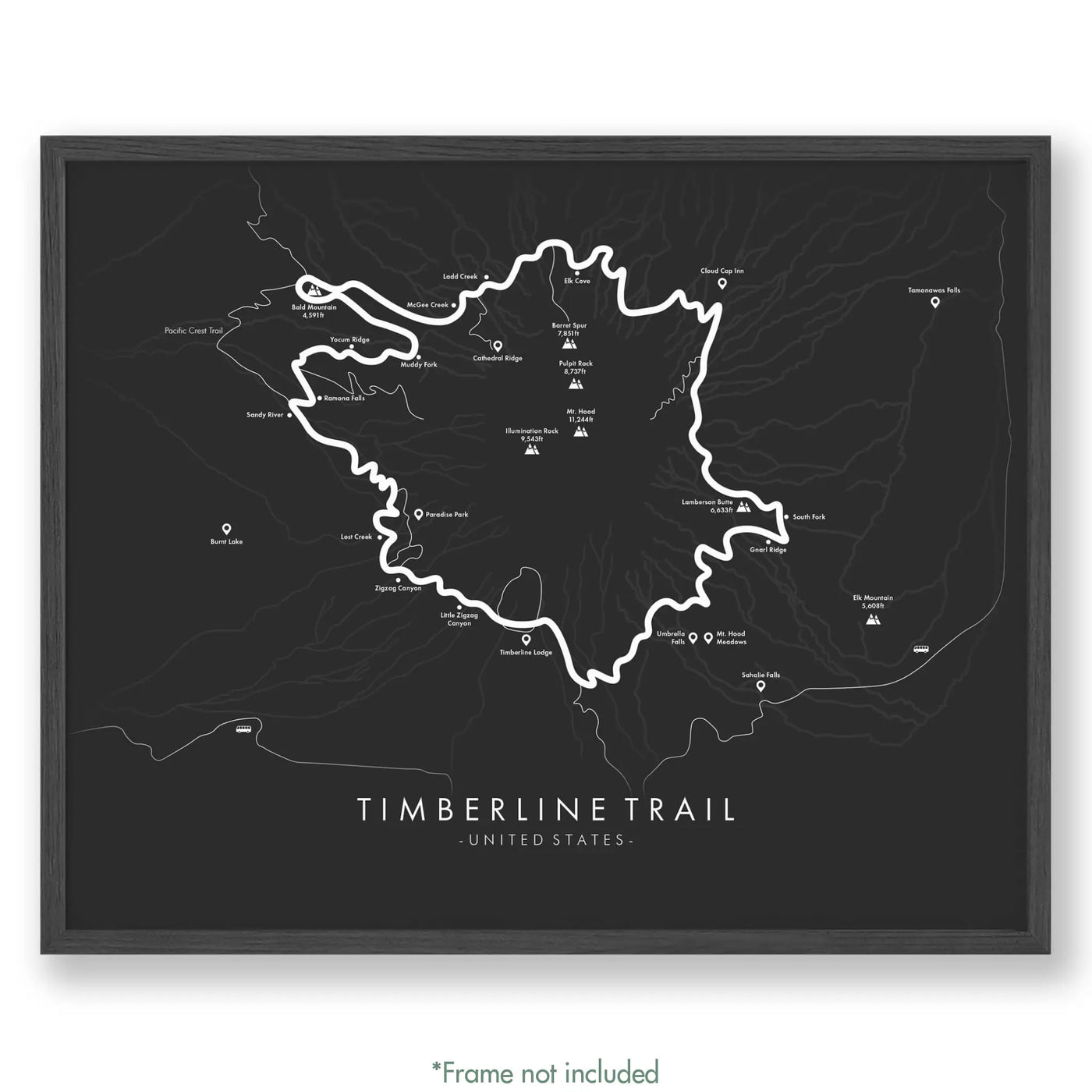 Trail Poster of Timberline Trail - Grey