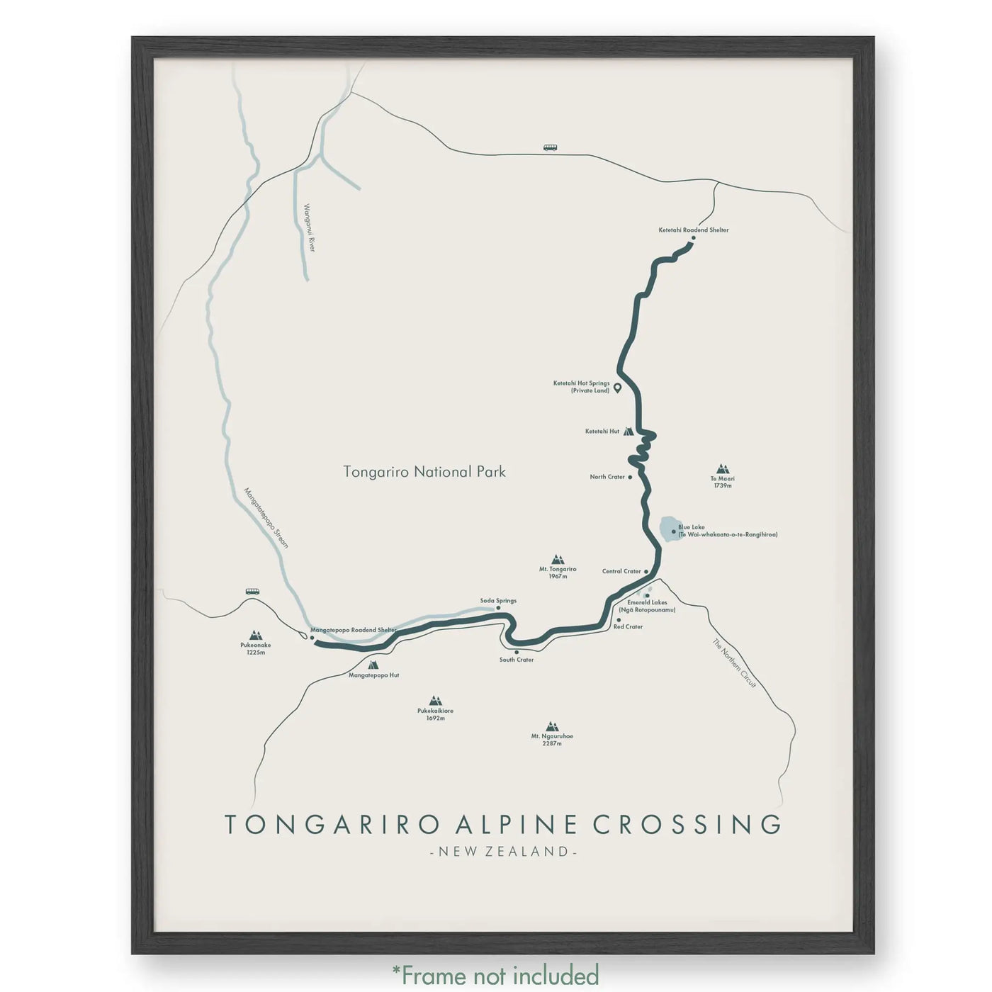 Trail Poster of Tongariro Alpine Crossing - Beige