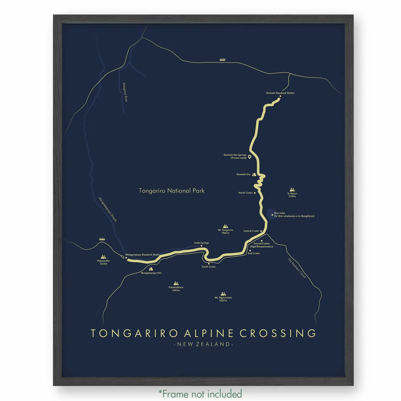 Trail Poster of Tongariro Alpine Crossing - Blue