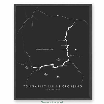 Trail Poster of Tongariro Alpine Crossing - Grey