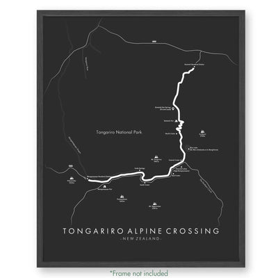 Trail Poster of Tongariro Alpine Crossing - Grey