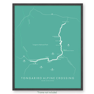 Trail Poster of Tongariro Alpine Crossing - Teal