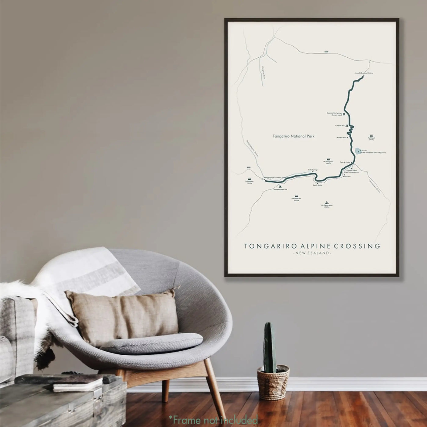 Trail Poster of Tongariro Alpine Crossing - Beige Mockup