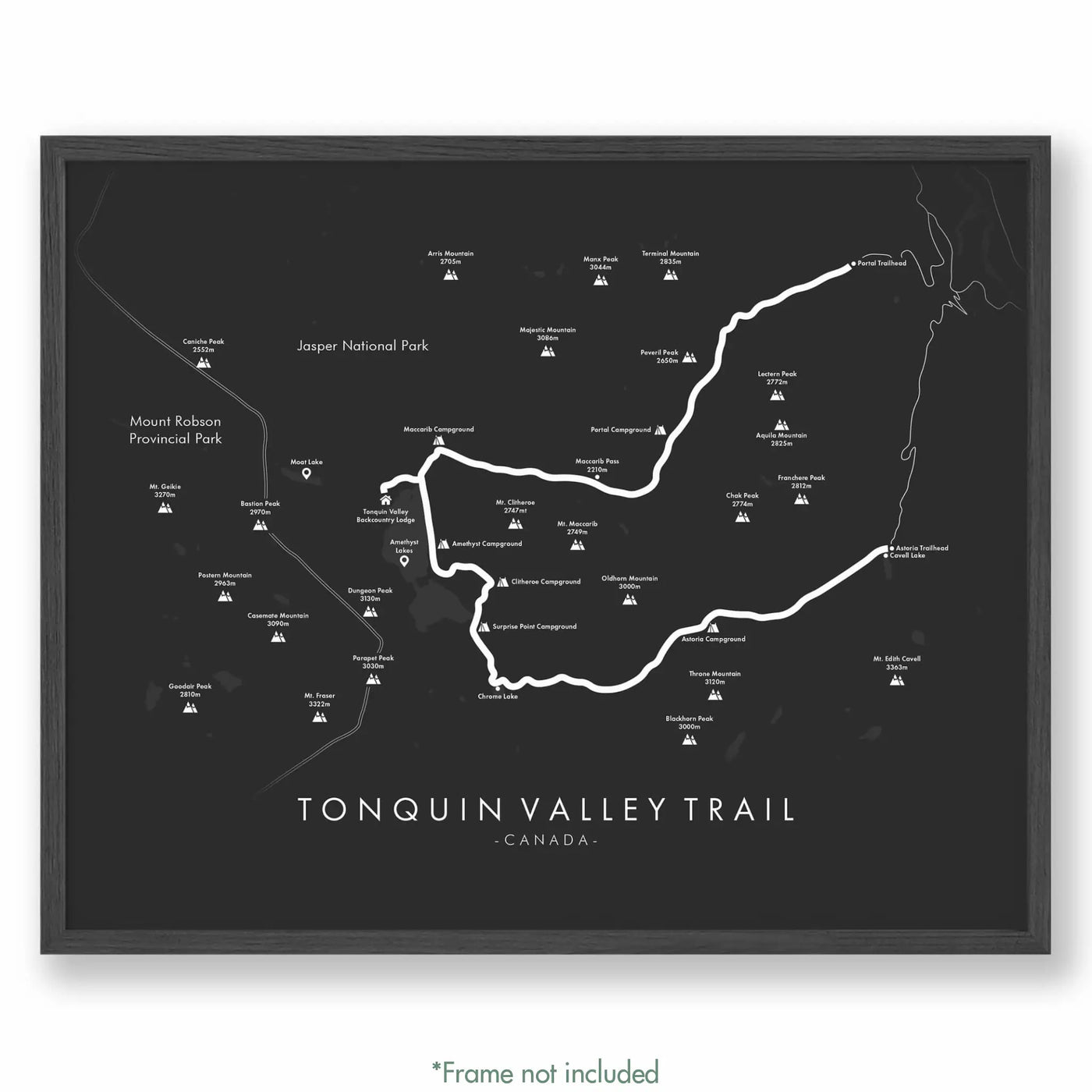 Trail Poster of Tonquin Valley Trail - Grey