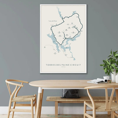Trail Poster of Torres Del Paine Circuit - Beige Mockup