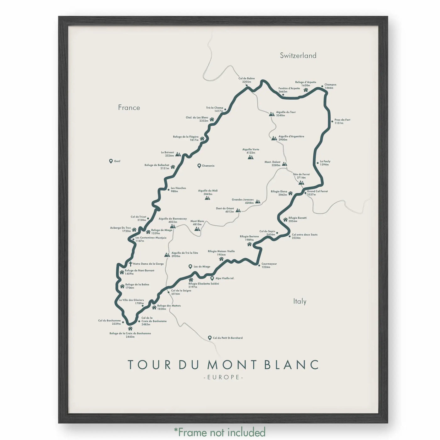 Trail Poster of Tour Du Mont Blanc - Beige