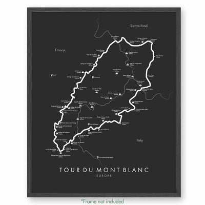 Trail Poster of Tour Du Mont Blanc - Grey