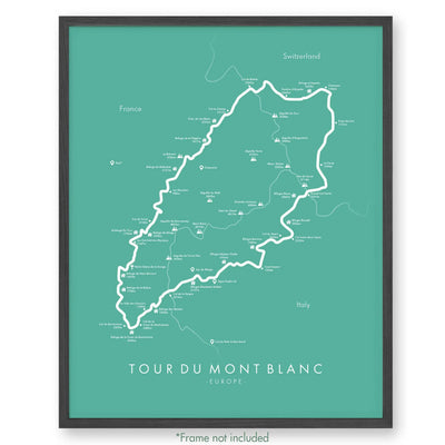 Trail Poster of Tour Du Mont Blanc - Teal