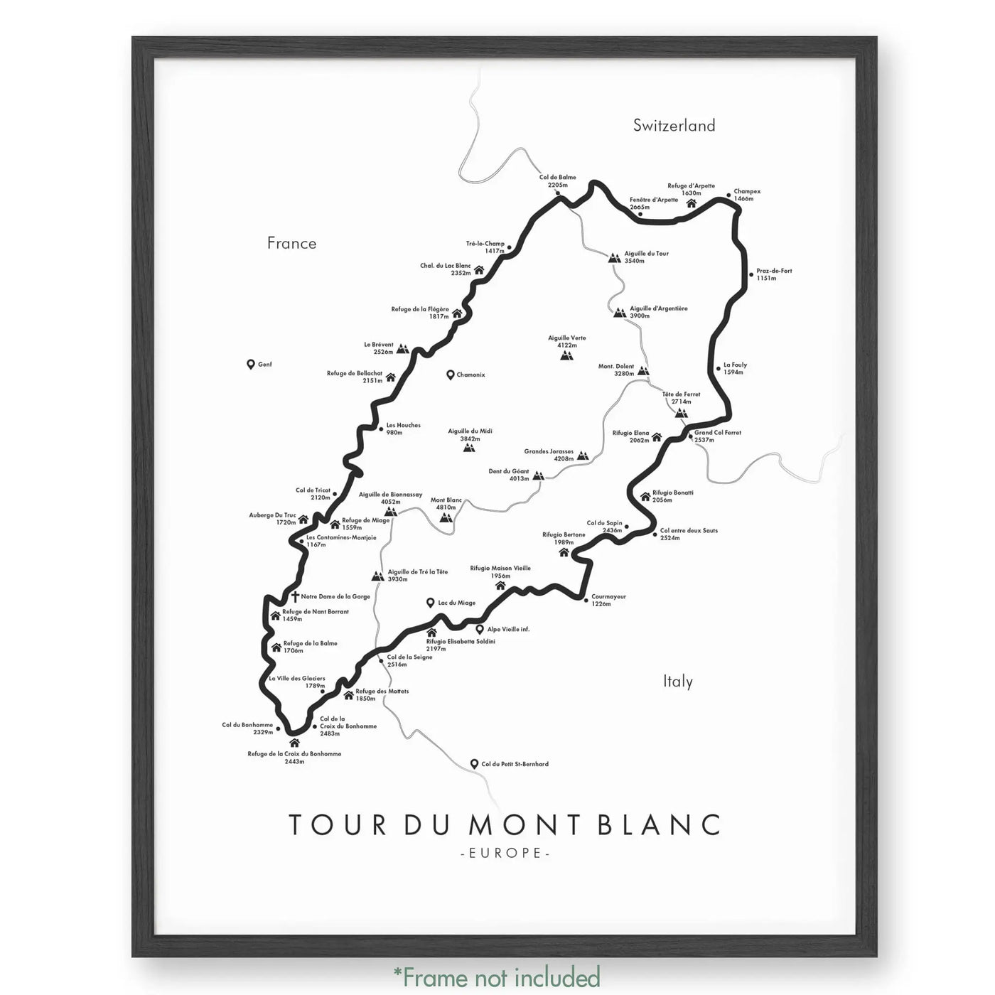 Trail Poster of Tour Du Mont Blanc - White