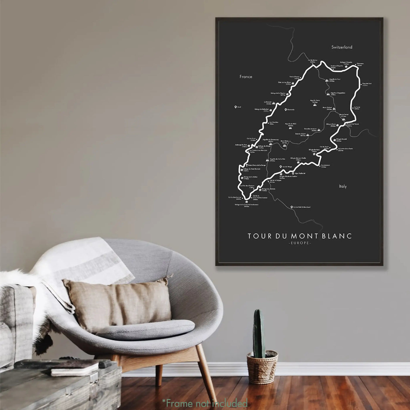 Trail Poster of Tour Du Mont Blanc - Blue Mockup