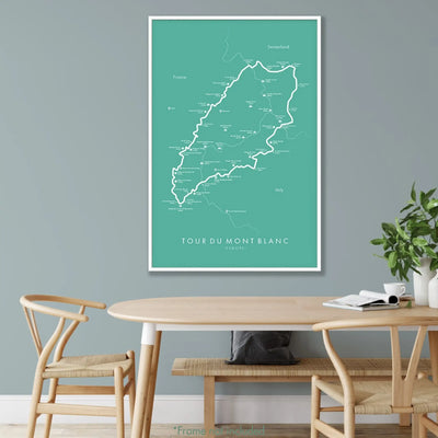 Trail Poster of Tour Du Mont Blanc - Teal Mockup