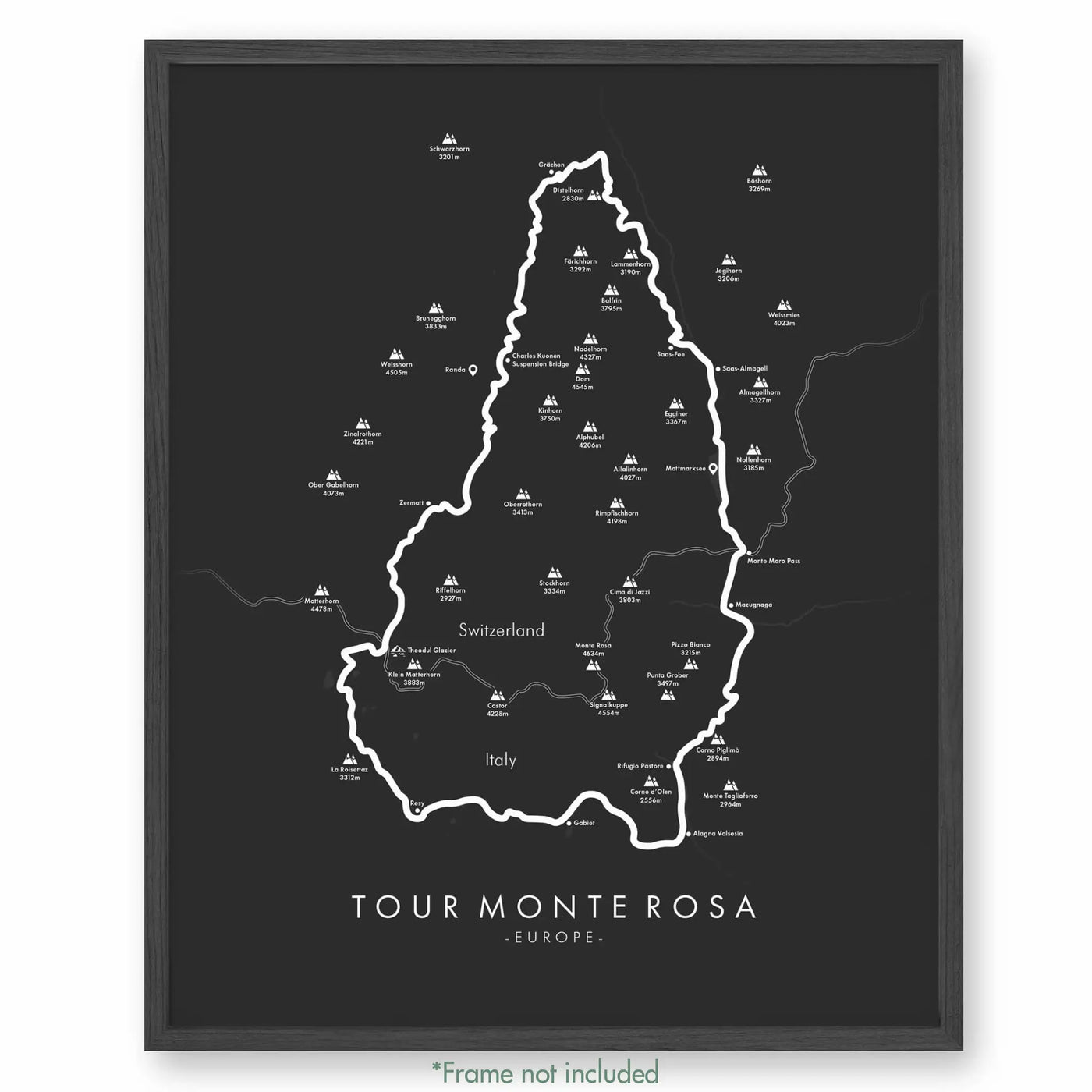Trail Poster of Tour Monte Rosa - Grey