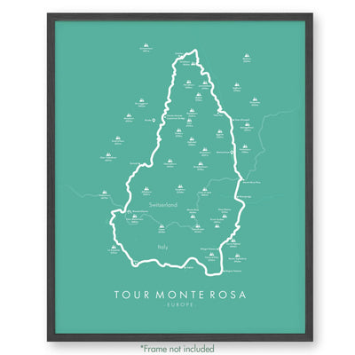 Trail Poster of Tour Monte Rosa - Teal