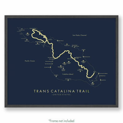 Trail Poster of Trans Catalina Trail - Blue