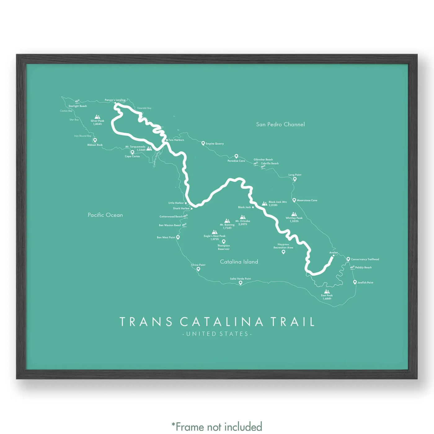 Trail Poster of Trans Catalina Trail - Teal