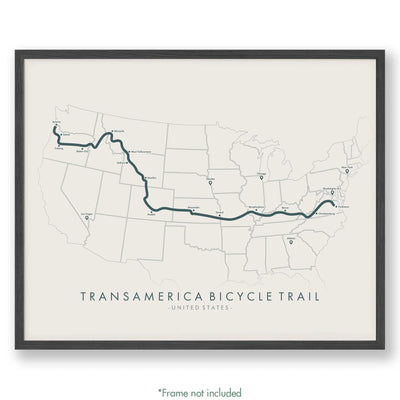 Trail Poster of Transamerica Bicycle Trail - Beige