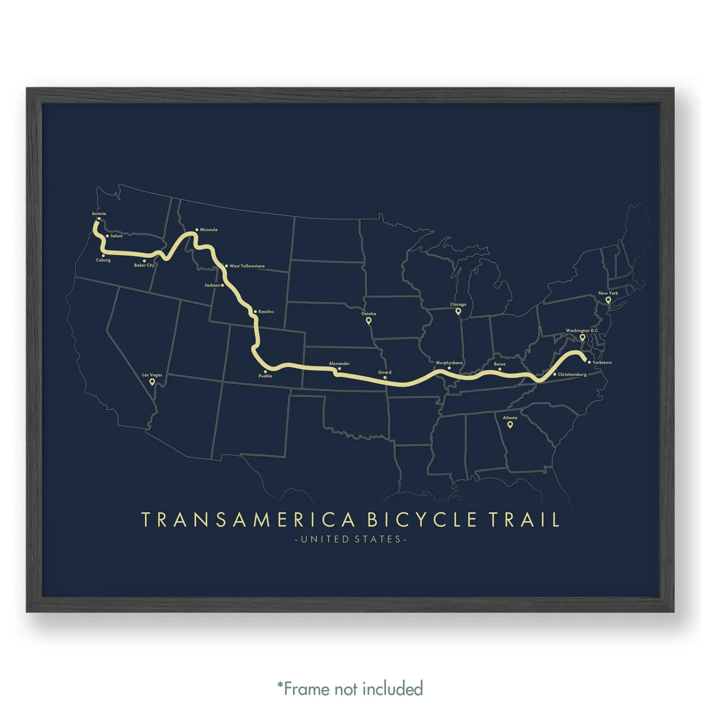 Trail Poster of Transamerica Bicycle Trail - Blue