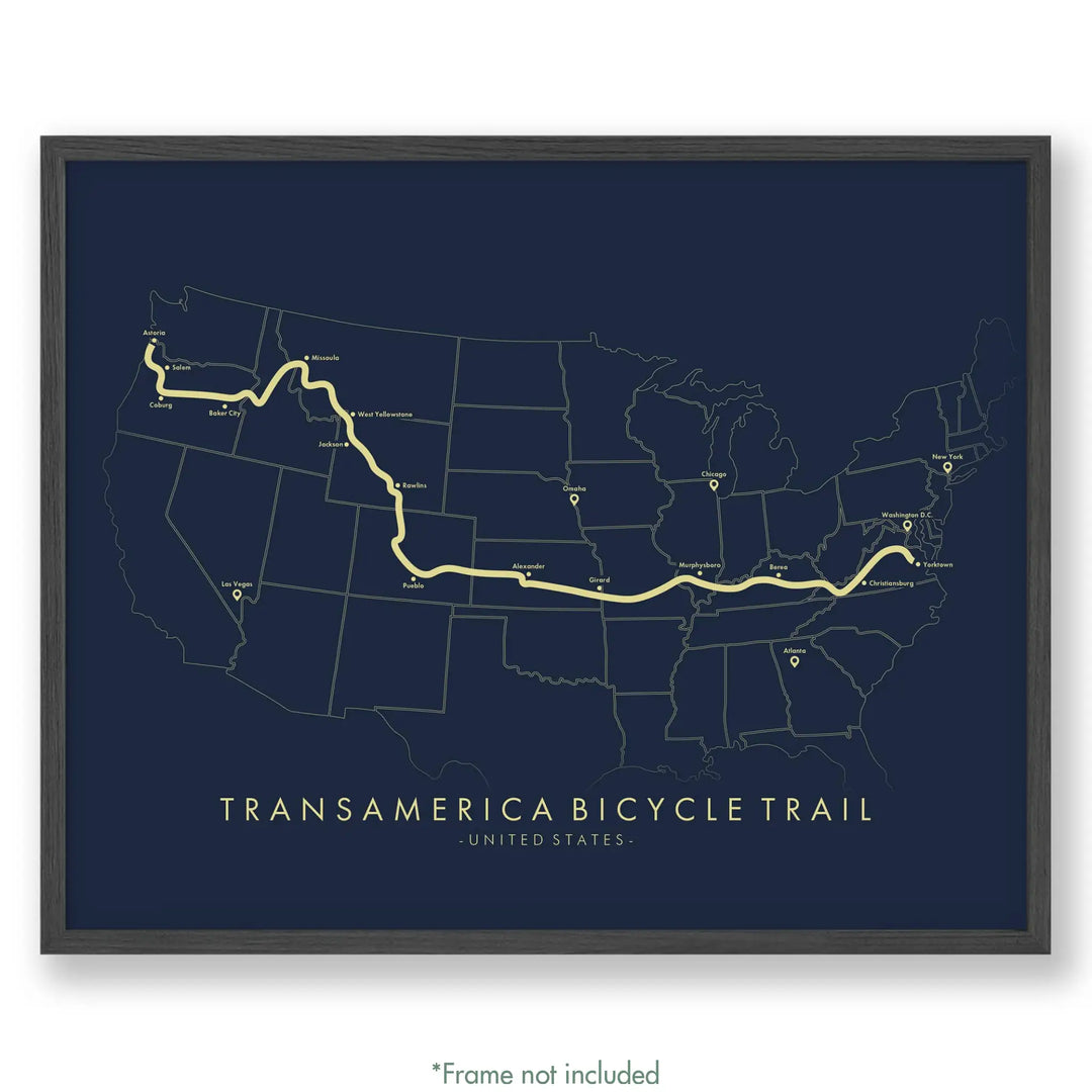 Transamerica Bicycle Trail Map Transamerica Bicycle Trail Poster - Main Image