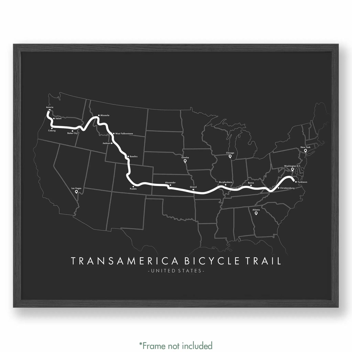 Trail Poster of Transamerica Bicycle Trail - Grey