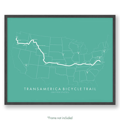 Trail Poster of Transamerica Bicycle Trail - Teal