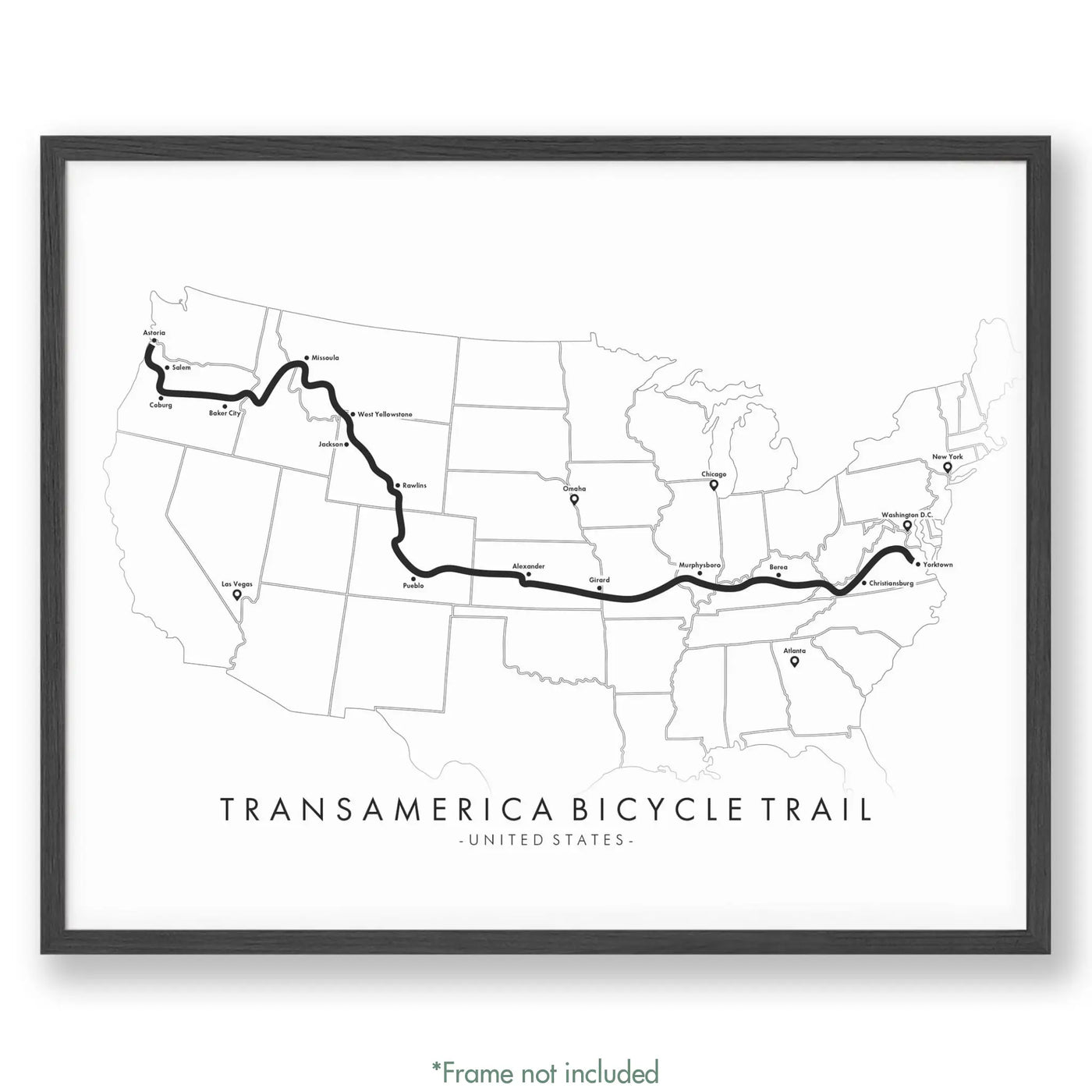 Trail Poster of Transamerica Bicycle Trail - White
