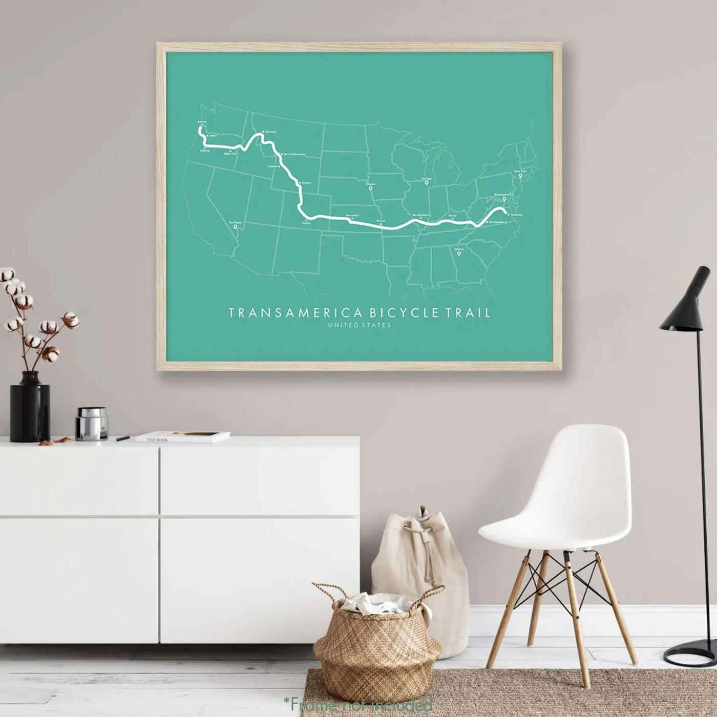 Trail Poster of Transamerica Bicycle Trail - Teal Mockup