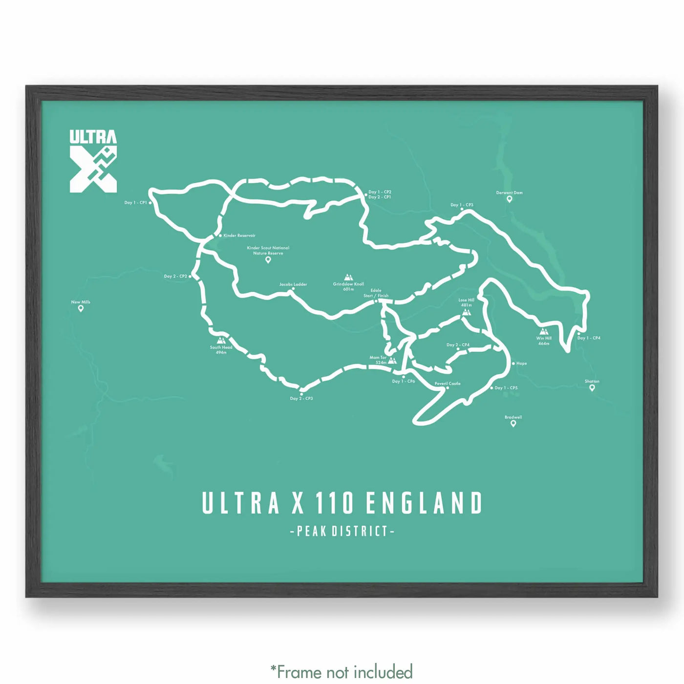 Trail Poster of Ultra X - England 110 - Teal