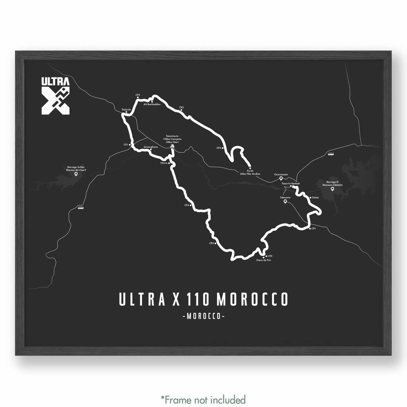 Trail Poster of Ultra X - Morocco 110 - Grey