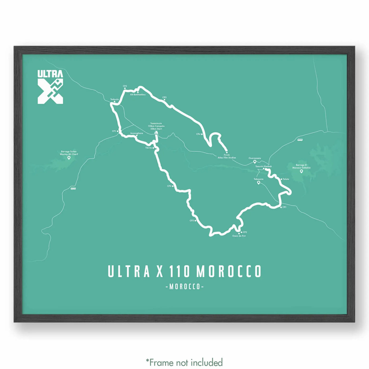 Trail Poster of Ultra X - Morocco 110 - Teal