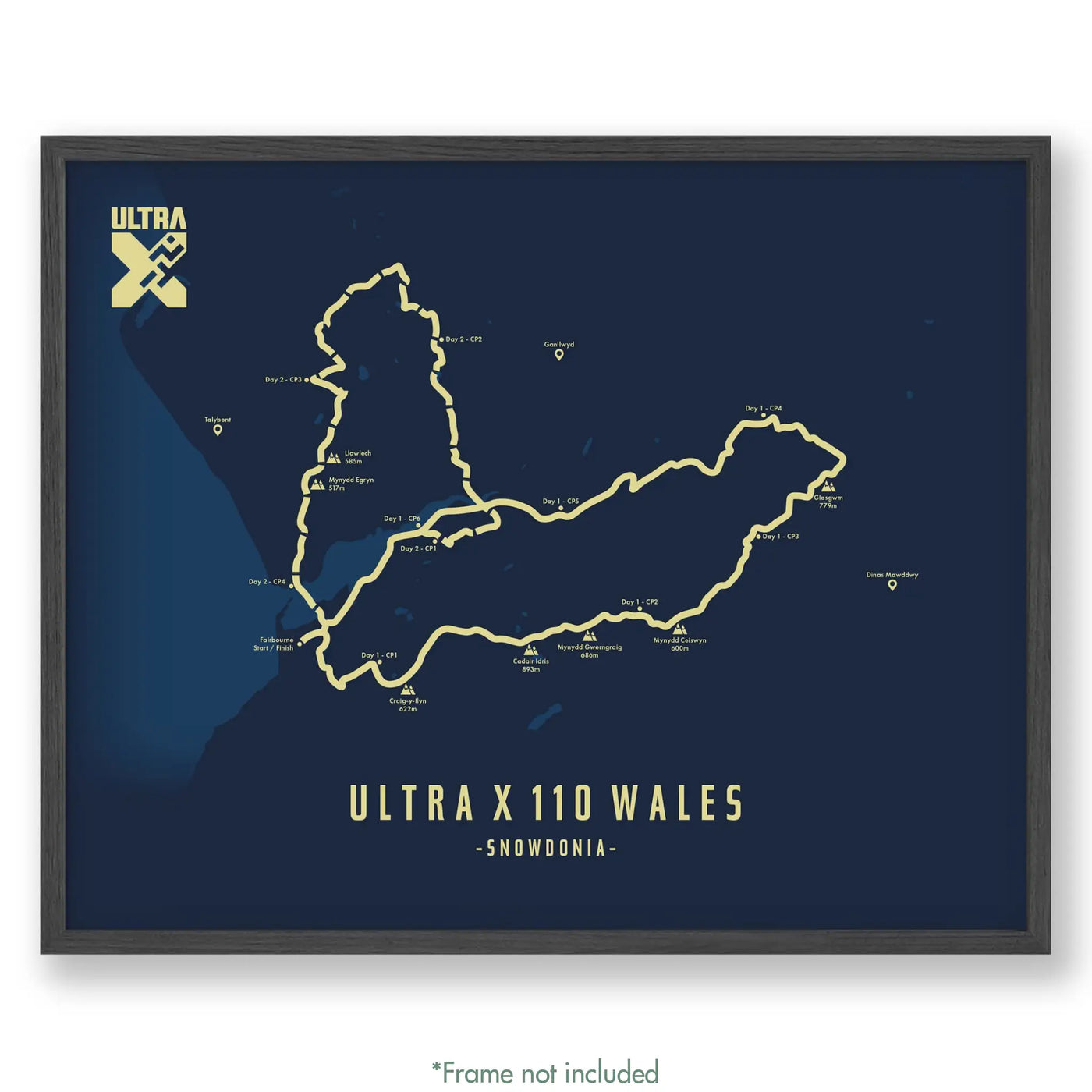 Trail Poster of Ultra X - Wales 110 - Blue