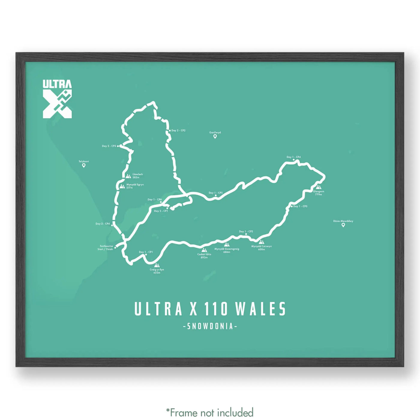 Trail Poster of Ultra X - Wales 110 - Teal