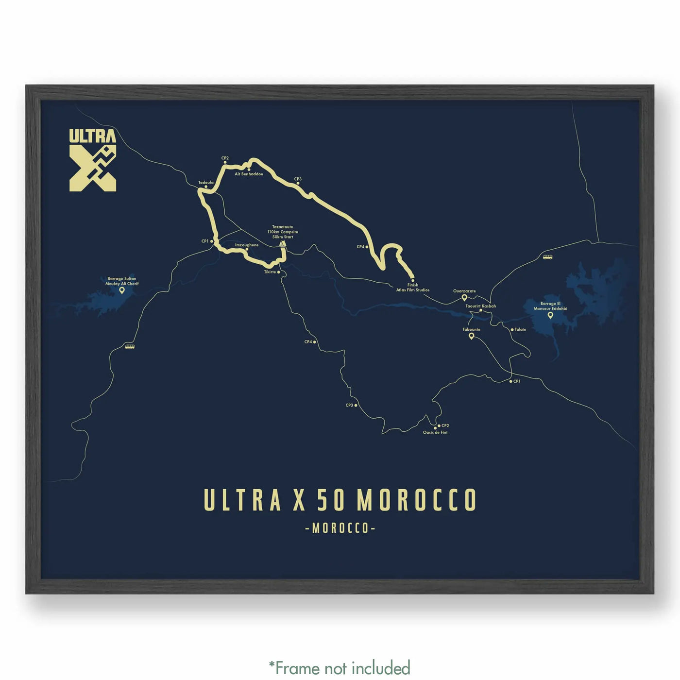 Trail Poster of Ultra X - Morocco 50 - Blue