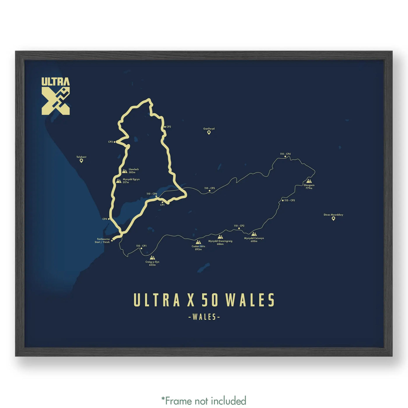 Trail Poster of Ultra X - Wales 50 - Blue