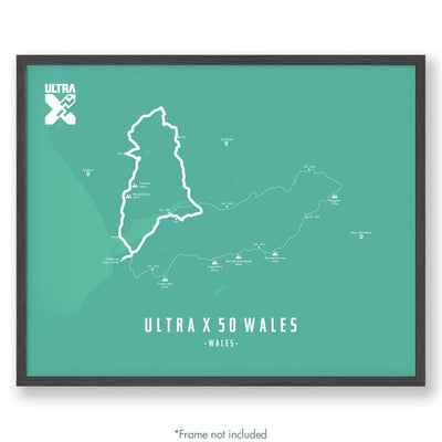 Trail Poster of Ultra X - Wales 50 - Teal