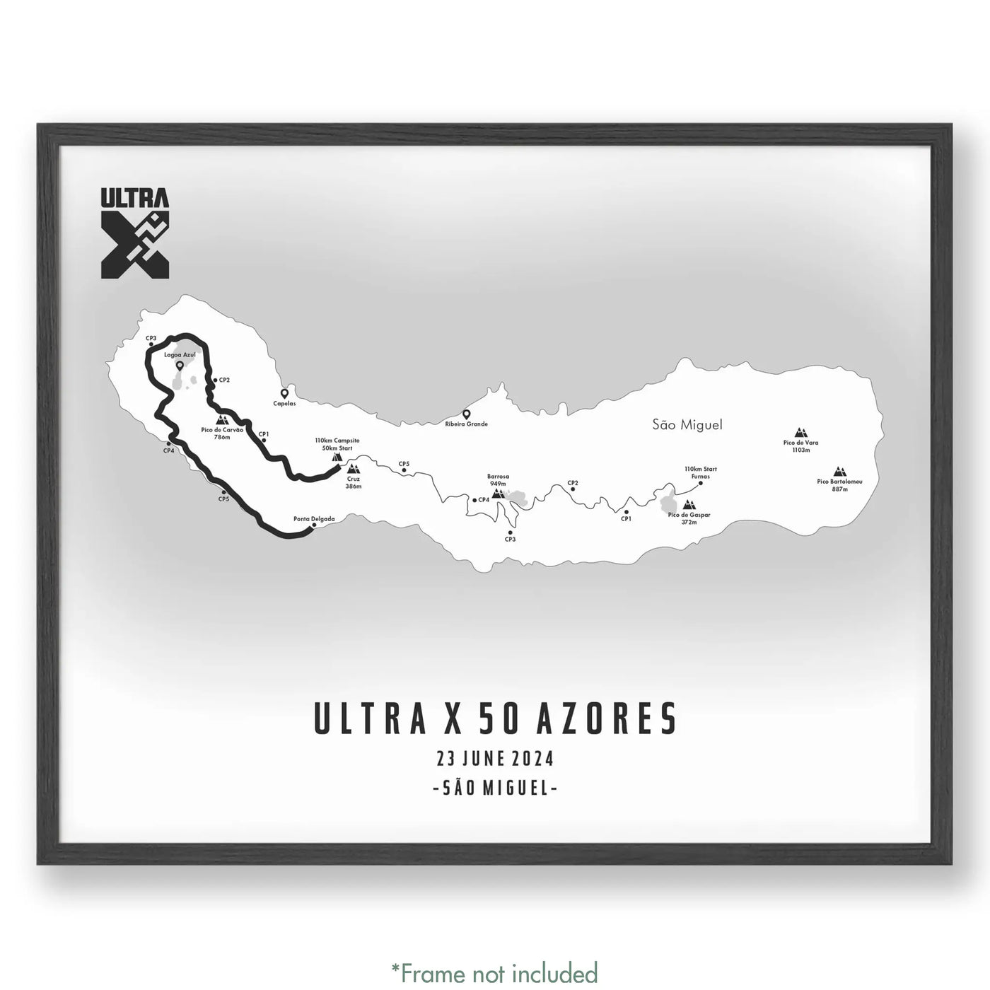 Ultra X Azores 12’’ X 16’’ / White 50Km | 2024 Poster