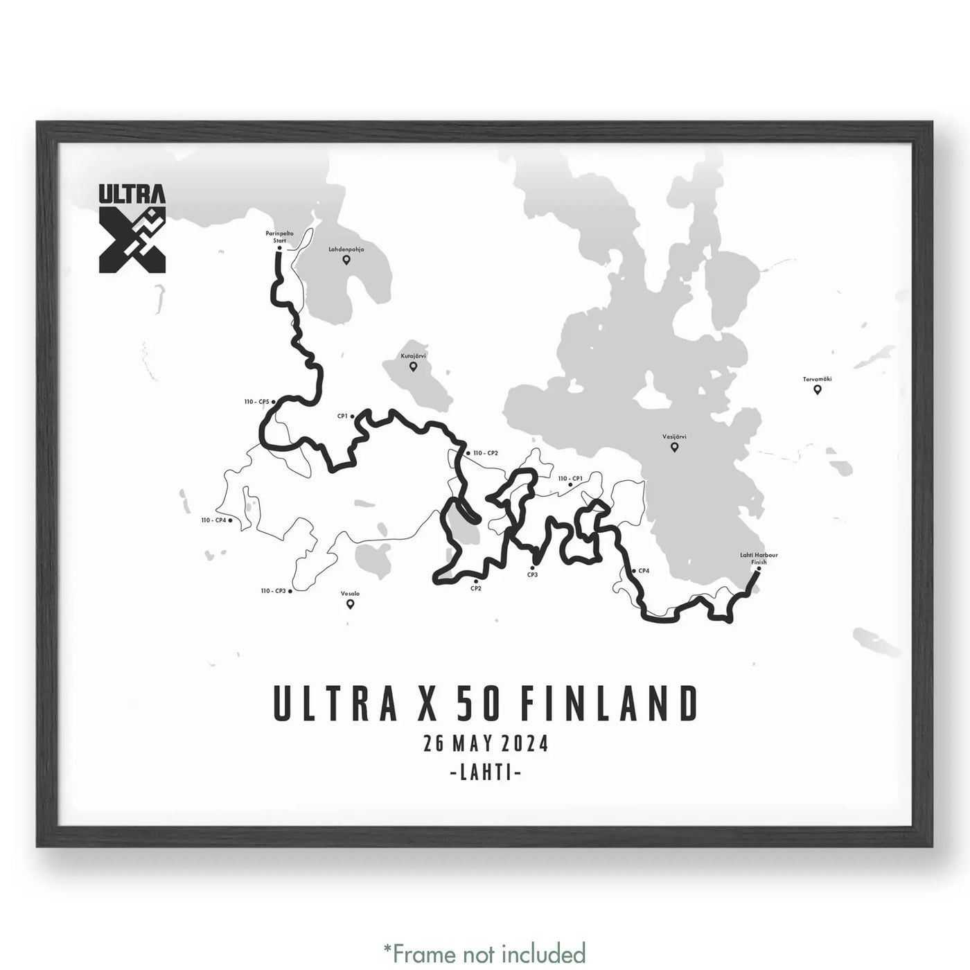 Ultra X Finland 12’’ X 16’’ / White 50Km | 2023 Poster